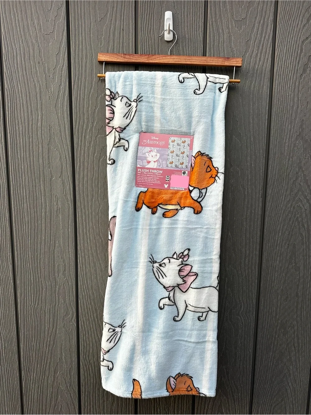 Aristocats - Light Blue Disney Plush Throw Blanket NWT